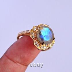 Moonstone Ring Gold Plated 925 Sterling Silver Promise Ring Jewelry Gift For Her