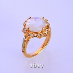 Moonstone Ring Gold Plated 925 Sterling Silver Promise Ring Jewelry Gift For Her