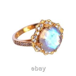 Moonstone Ring Gold Plated 925 Sterling Silver Promise Ring Jewelry Gift For Her