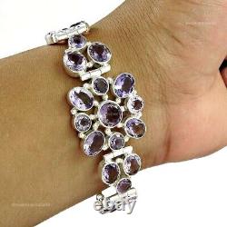 Mother Gift Amethyst Stone 925 Silver February Unique Chain Bracelet Jewelry