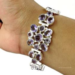 Mother Gift Amethyst Stone 925 Silver February Unique Chain Bracelet Jewelry