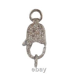 Mother's Day Gift Pave Diamond Clasp Lock 925 Sterling Silver Finding Jewelry