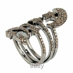 Mother's Day Gift Pave Diamond Star Moon Spiral Ring 925 Sterling Silver Jewelry