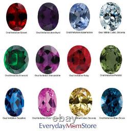 Mother's Jewelry Sterling Silver 1-6 Oval Birthstones Mothers Day Rings gift
