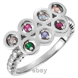 Mother's Jewelry Sterling Silver 1-7 Round Birthstones Mothers Ring, Moms gift