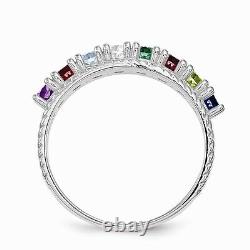 Mother's Jewelry Sterling Silver 1-8 Round Birthstones Mothers Day Rings gift