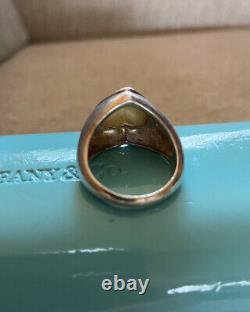 Movado signed heart Ring, sterling silver and 750 18k gold Valentines Gift