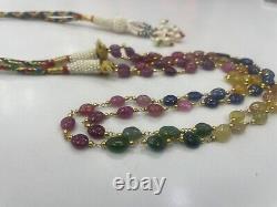 Multi sapphires 925 sterling silver 2str necklace jewelry Gift for her l99