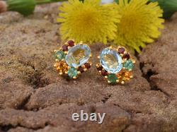 Multicolor Multistone Earrings, 925 Sterling Silver Earrings, Wedding Jewelry Gift