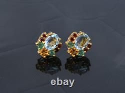 Multicolor Multistone Earrings, 925 Sterling Silver Earrings, Wedding Jewelry Gift