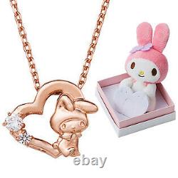My Melody heart pink gold necklace gift box with plush jewelry valentine girl