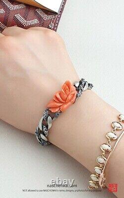 NASCHENKA Korean Traditional bracelet jewelry gift silver with natural coral