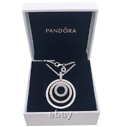 NEW 100% Authentic PANDORA Logo Two-tone Circles Pendant & Necklace 389483C01