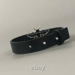 NEW Auth Dior Homme Silver 3D BUMBLE BEE Black Leather Bracelet Cuff Bangle Gift