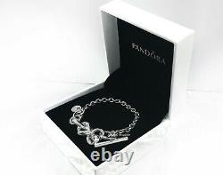 NEW Authentic PANDORA 925 Silver Knotted Heart T-Bar Link Chain Bracelet 598100