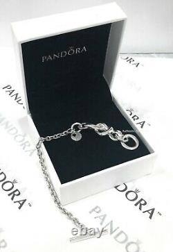 NEW Authentic PANDORA 925 Silver Knotted Heart T-Bar Link Chain Bracelet 598100