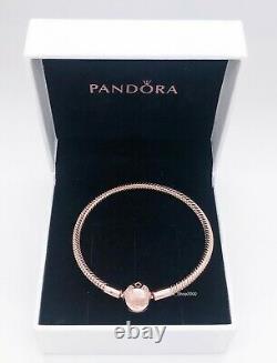 NEW Authentic PANDORA Rose 14K Gold Logo Clasp Moment Charm Bracelet #580728