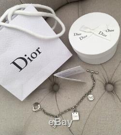 NIB DIOR Logo Charm Bracelet Gift Bow Dangle