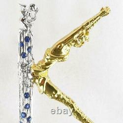 NIB Erte Alphabet Pin Gold, Silver, Gems, Letter K- Art Deco with Gift Box