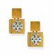 NWT Authentic TORY BURCH Block-T Logo Two-Tone Drop Earrings with Gift Box HTF