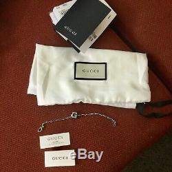 NWT+Gift ReceiptGUCCIG-Cube. 925 Silver Women's Bracelet YBA550888001018 Sz-18