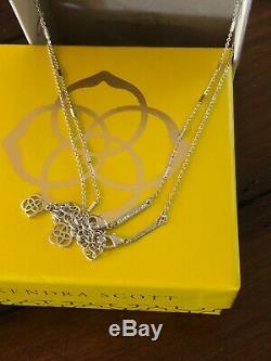 NWT Kendra Scott Gift Set Fern & Ever Pendant Necklaces Silver Dichroic Glass