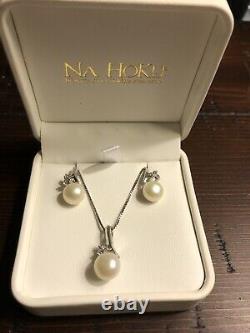 Na Hoku Jewelry Pearl Pendant Necklace And Earrings Sterling Silver Gift Set
