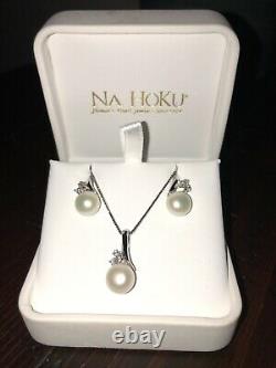 Na Hoku Jewelry Pearl Pendant Necklace And Earrings Sterling Silver Gift Set