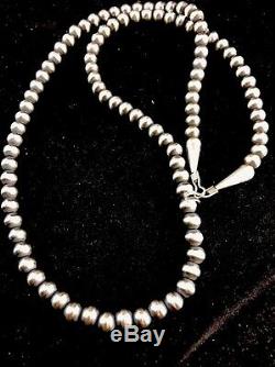 Native American Navajo Pearls 5 mm Sterling Silver Bead Necklace 51 Sale Gift