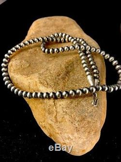 Native American Navajo Pearls 5 mm Sterling Silver Bead Necklace 51 Sale Gift