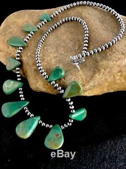 Native American Navajo Pearls St Silver Green Turquoise Necklace Gift 8744