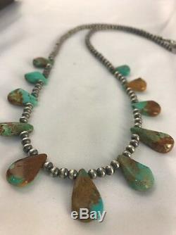 Native American Navajo Pearls St Silver Royston Turquoise Necklace Gift C S420