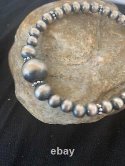 Native American Navajo Pearls Sterling Silver Handmade Bead Bracelet Gift 4698