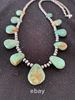 Native American Navajo Pearls Sterling Silver Royston Turquoise Necklace Gift482