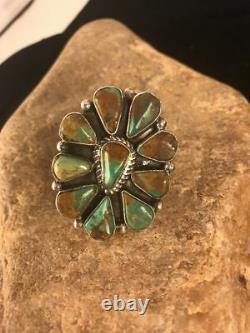 Native American Navajo St Silver Green Turquoise Cluster Ring Sz 11 Gift G419