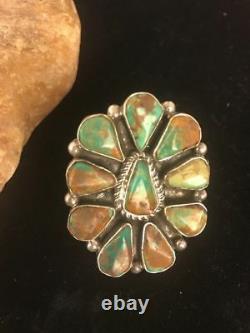 Native American Navajo St Silver Green Turquoise Cluster Ring Sz 11 Gift G419
