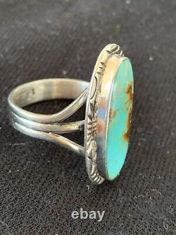 Native American Navajo Sterling Silver Blue Turquoise Ring 10.5Set Gift 260 Sale