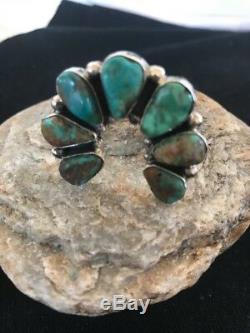Native American Navajo Sterling Silver Green Turquoise Naja Ring Sz 11 Gift 379