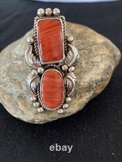 Native American Navajo Sterling Silver Red Spiny Oyster Ring 9.5 Gift 297