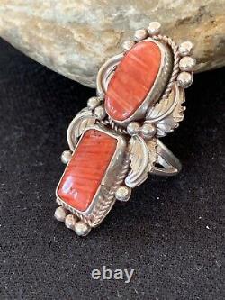 Native American Navajo Sterling Silver Red Spiny Oyster Ring 9.5 Gift 297