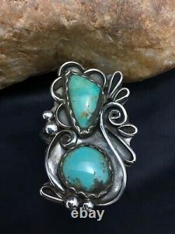 Native American Navajo Turquoise Sterling Silver Ring Platero Set 10.5 3168 Gift