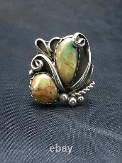 Native American Navajo Turquoise Sterling Silver Ring Platero Set 11.5 3146 Gift