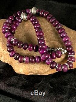 Native American Purple Sugilite Turquoise Bead Sterling Silver Necklace Gift I