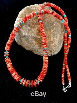 Native American Spiny Oyster Turquoise Sterling Silver Necklace 26 Gift