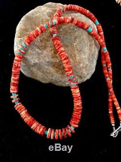Native American Spiny Oyster Turquoise Sterling Silver Necklace 26 Gift