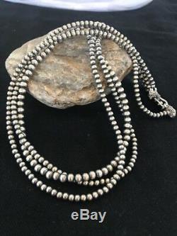 Native American Sterling Silver Navajo Pearls 4, 5, 6 mm Necklace 21 3 St Gift