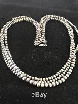 Native American Sterling Silver Navajo Pearls 4, 5, 6 mm Necklace 21 3 St Gift