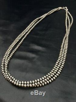 Native American Sterling Silver Navajo Pearls Necklace 21 3 Str Gift 4mm 8973