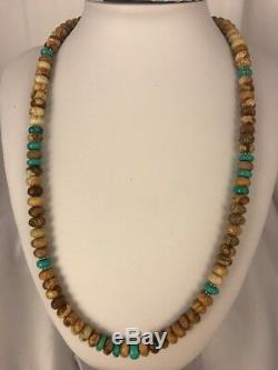 Native American Sterling Silver Turquoise Picture Jasper Men's Necklace Gift