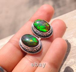 Natural AAA Quality Ammolite Cufflinks Oval Gemstone Silver Unisex Jewelry Gift